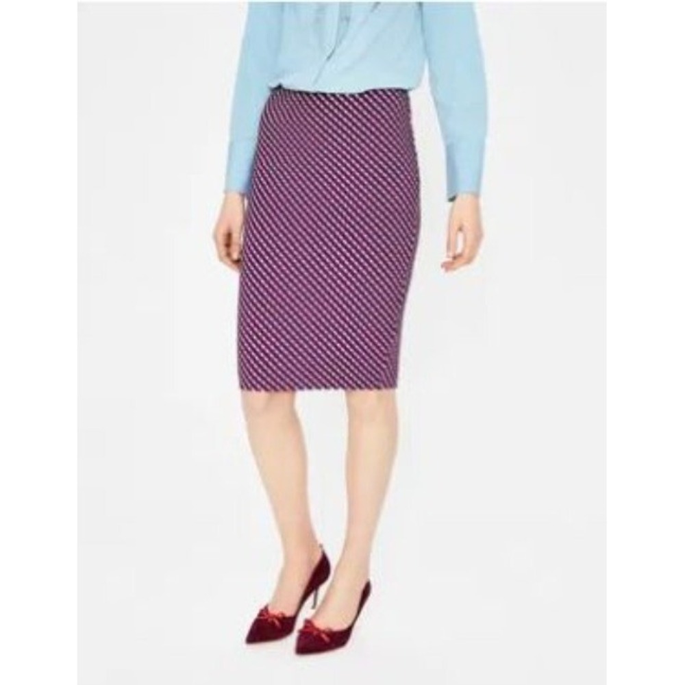 Boden Wine Trellis Hampshire Ponte Geometric Print Pencil‎ Skirt Womens Size 4R